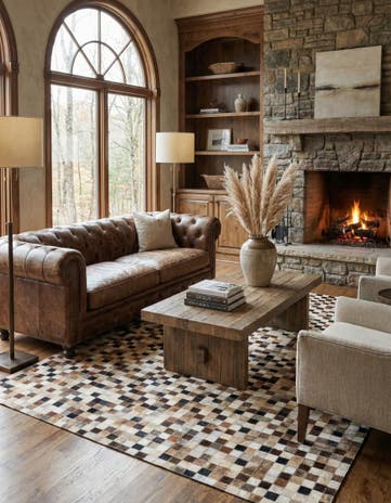 5' x 8' Cowhide Leather Rug