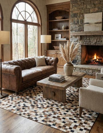 5' x 8' Cowhide Leather Rug
