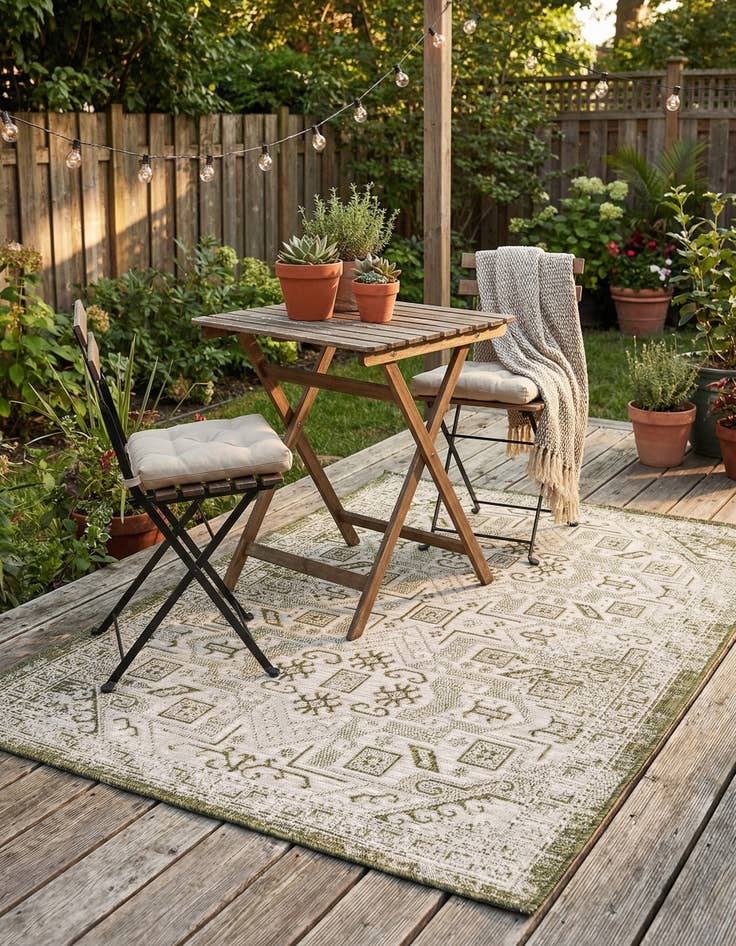Detail image of 4' x 6'  Washable Aztec Indoor / Outdoor Rug