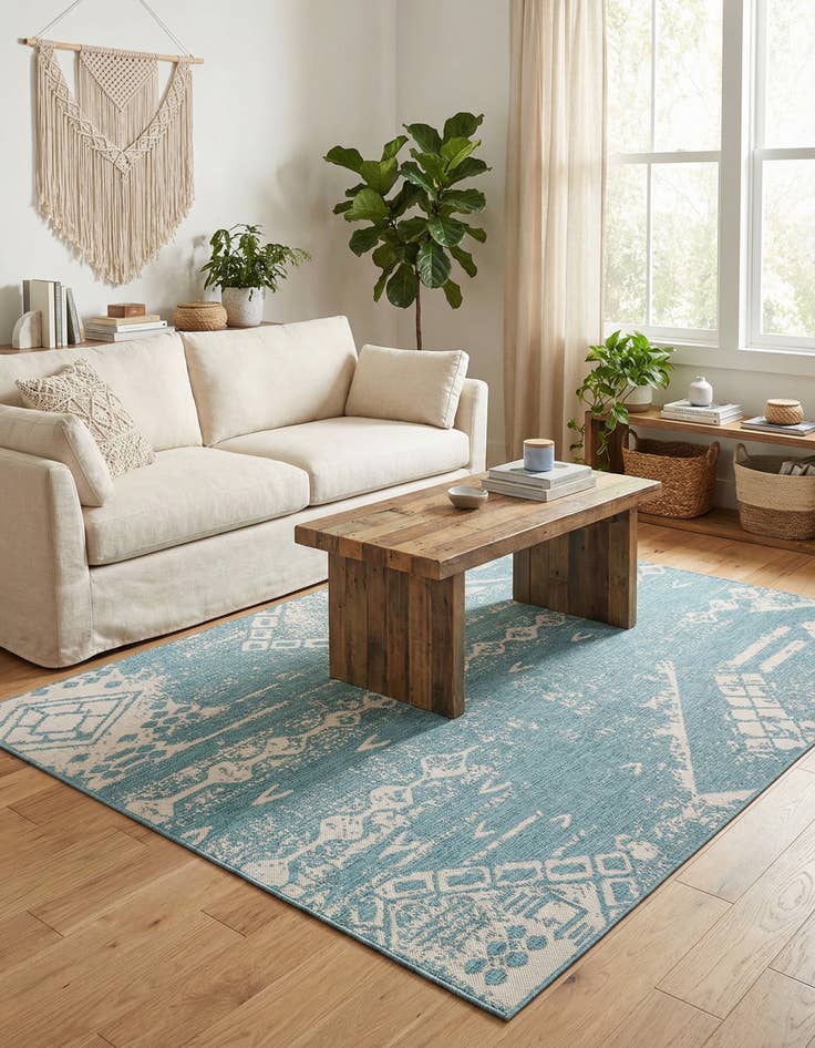 Detail image of 6' x 9' Easy-Clean Bohemian Indoor / Outdoor Rug