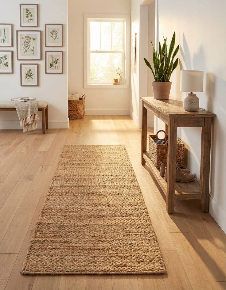 Detail image of  2' x 5' 1  Hand Woven Chunky Jute Runner Rug