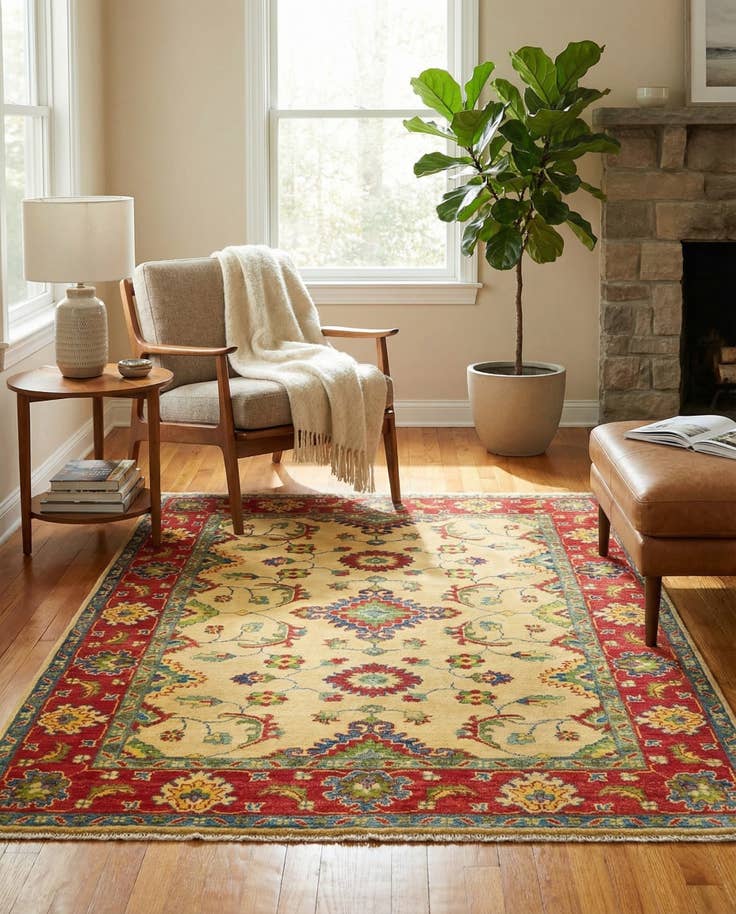 Detail image of 4' 2 x 5' 8 Hand Knotted Kazak Rug