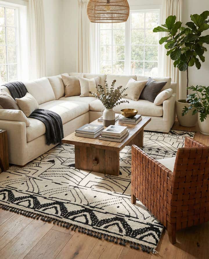 9' x 12' 1 Hand Knotted Moroccan Wool Rug