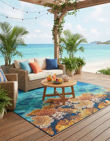 10' x 12' Easy-Clean Coastal Indoor / Outdoor Rug