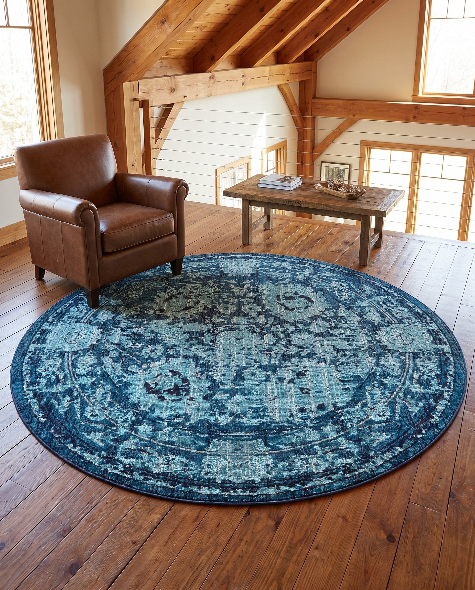 8' x 8' Washable Fleur Round Rug