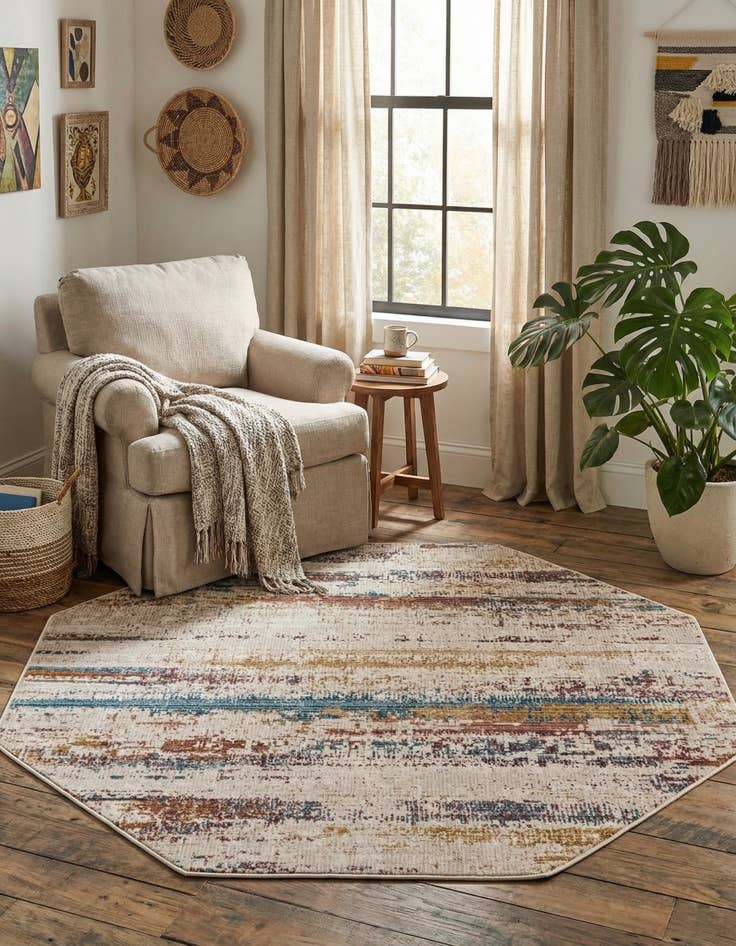 Detail image of  5' 3 x 5' 3 Deepa Octagon Rug