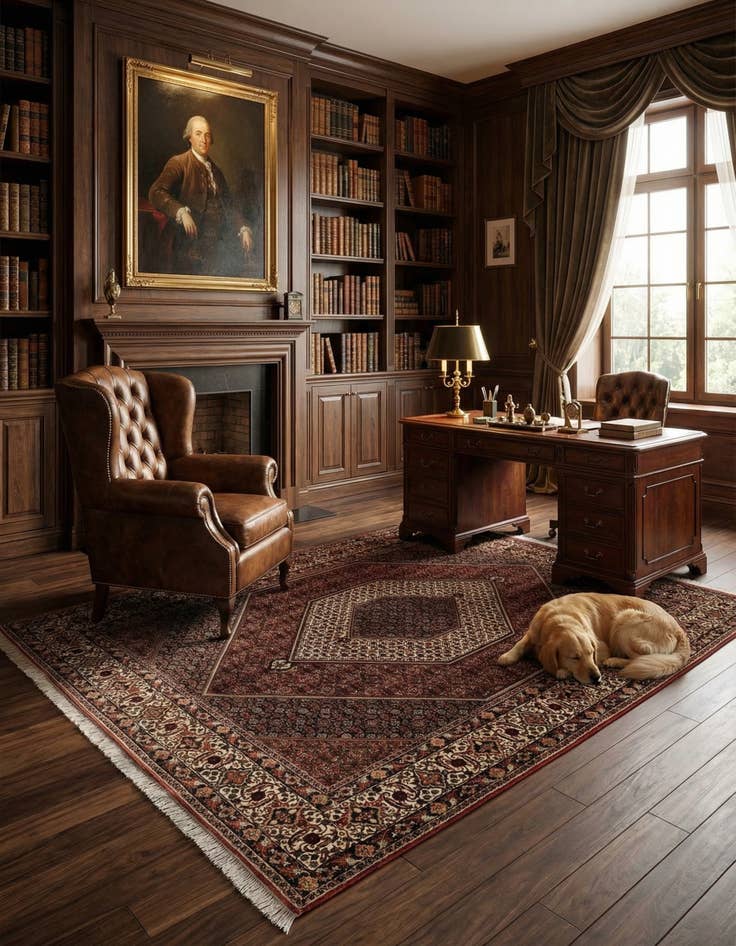 Detail image of 6' 7 x 9' 9 Hand Knotted Bidjar Persian Wool Rug