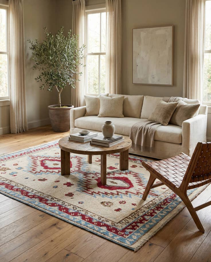 Detail image of 5' 1 x 7' 8 Hand Knotted Oushak Wool Rug