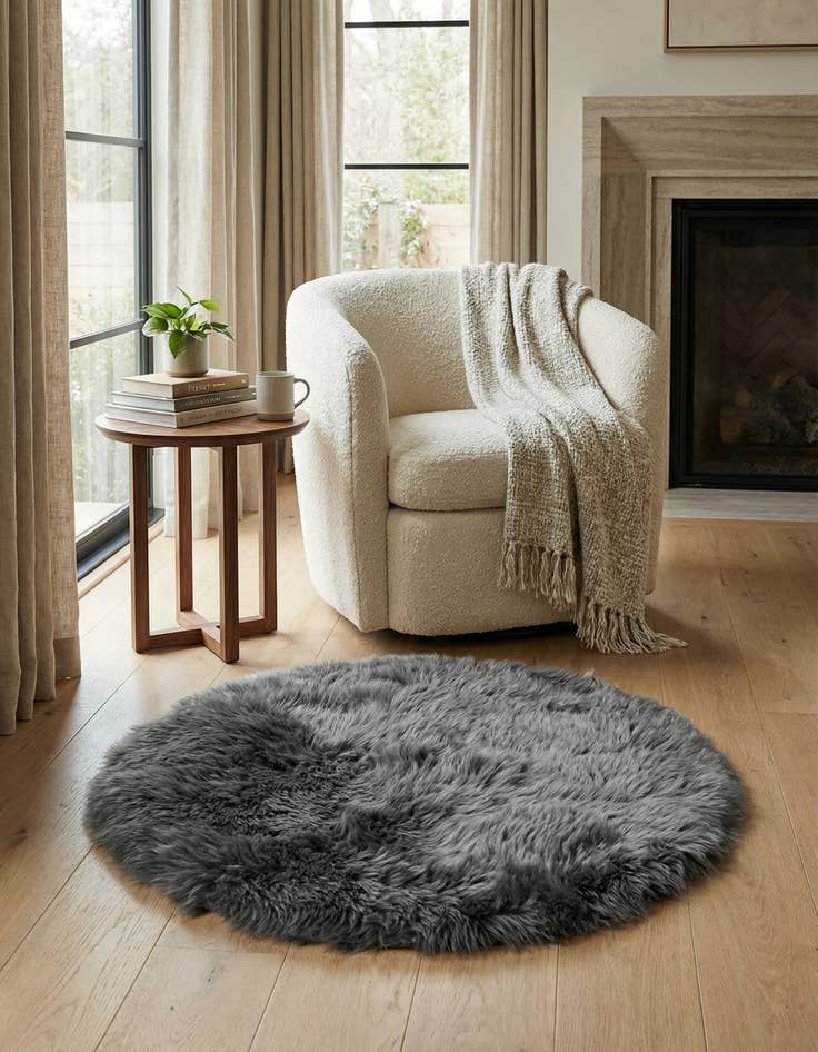 Detail image of  2' x 2' Sheepskin Round Rug
