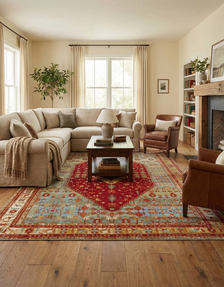 Detail image of  10' x 13'  Washable Traditional Indoor / Outdoor Rug