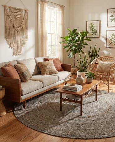  8' x 8'  Hand Braided Jute Round Rug