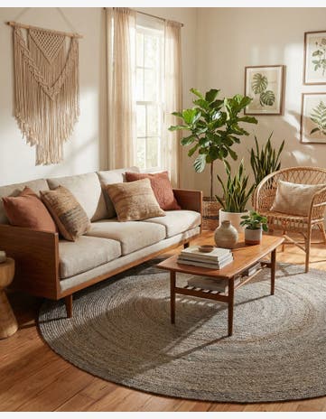 8' x 8' Handmade Braided Jute Round Rug