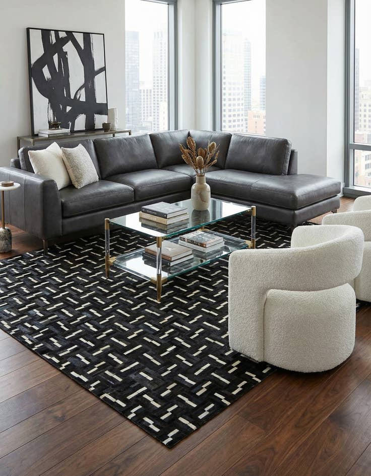 Detail image of 8' x 10' Cowhide Leather Rug