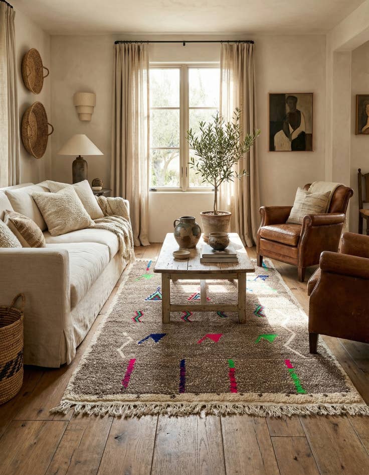 Detail image of 4' 7 x 7' 10  Hand Knotted Moroccan Wool Rug