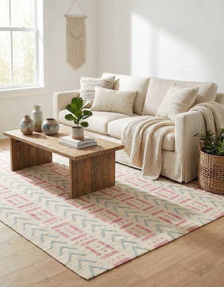 Detail image of 6' 1 x 7' 10  Hand Woven Kilim Modern Wool Rug