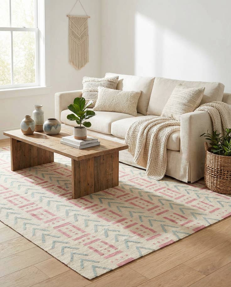 Detail image of 6' 1 x 7' 10 Hand Woven Kilim Modern Wool Rug