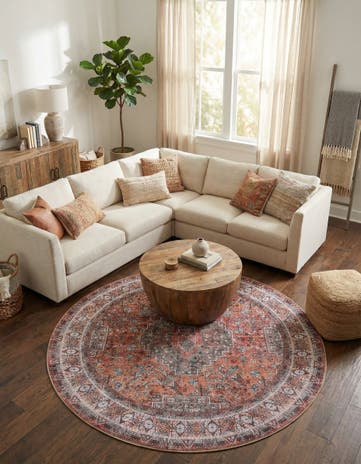 7' 10 x 7' 10 Washable Timeless Round Rug