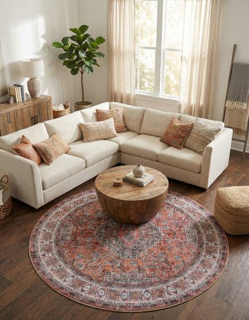 7' 10 x 7' 10 Washable Timeless Round Rug