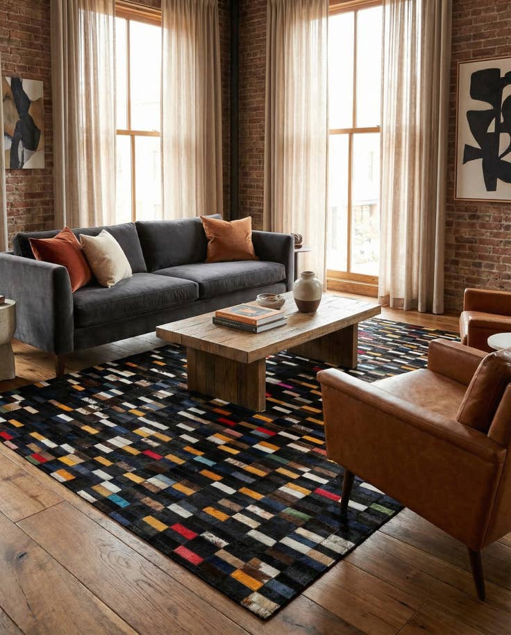 Detail image of 5' 2 x 7' 11 Cowhide - Patchwork Rug