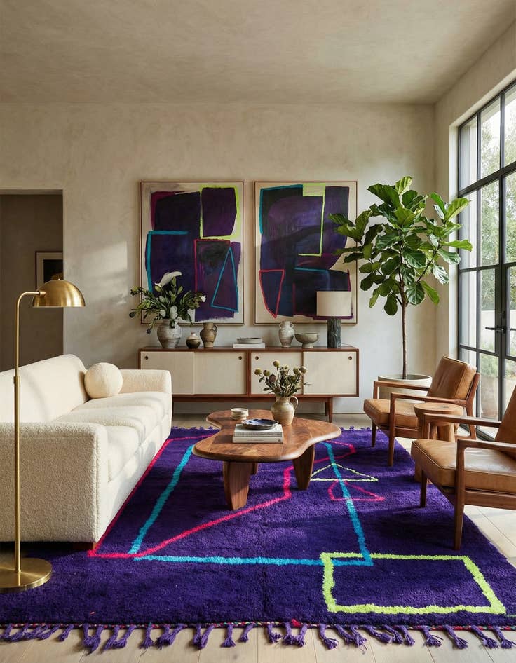 Detail image of  6' 10 x 9' 4  Hand Knotted Moroccan Wool Rug