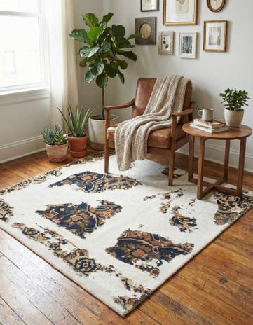 4' 4 x 4' 5 Hand Knotted Ultra Vintage Persian Wool Square Rug