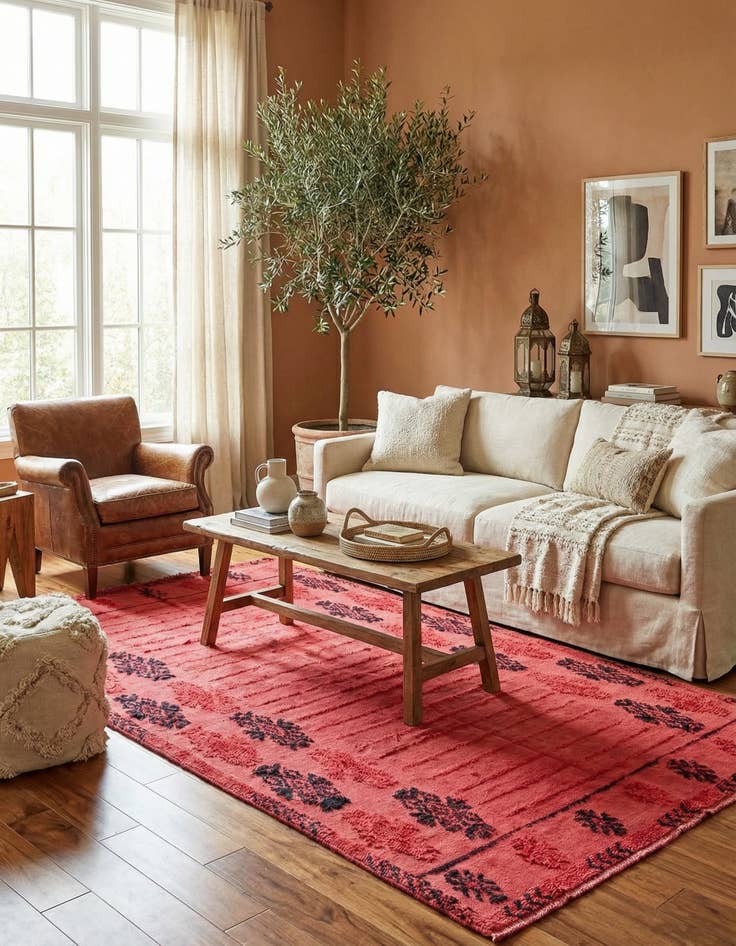 Detail image of 5' 4 x 8' 4  Hand Knotted Moroccan Wool Rug