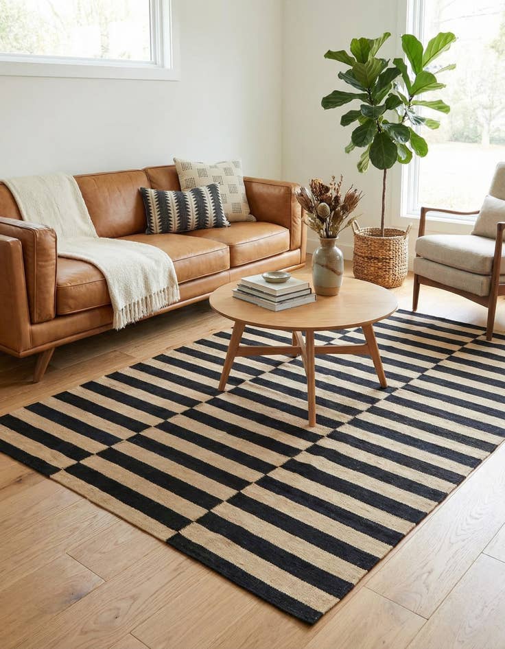 Detail image of 4' 2 x 5' 10  Hand Woven Kilim Modern Wool Rug