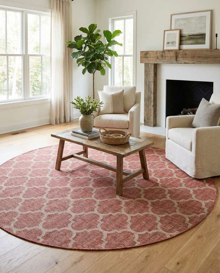 10' 8 x 10' 8 Easy-Clean Lattice Indoor / Outdoor Round Rug