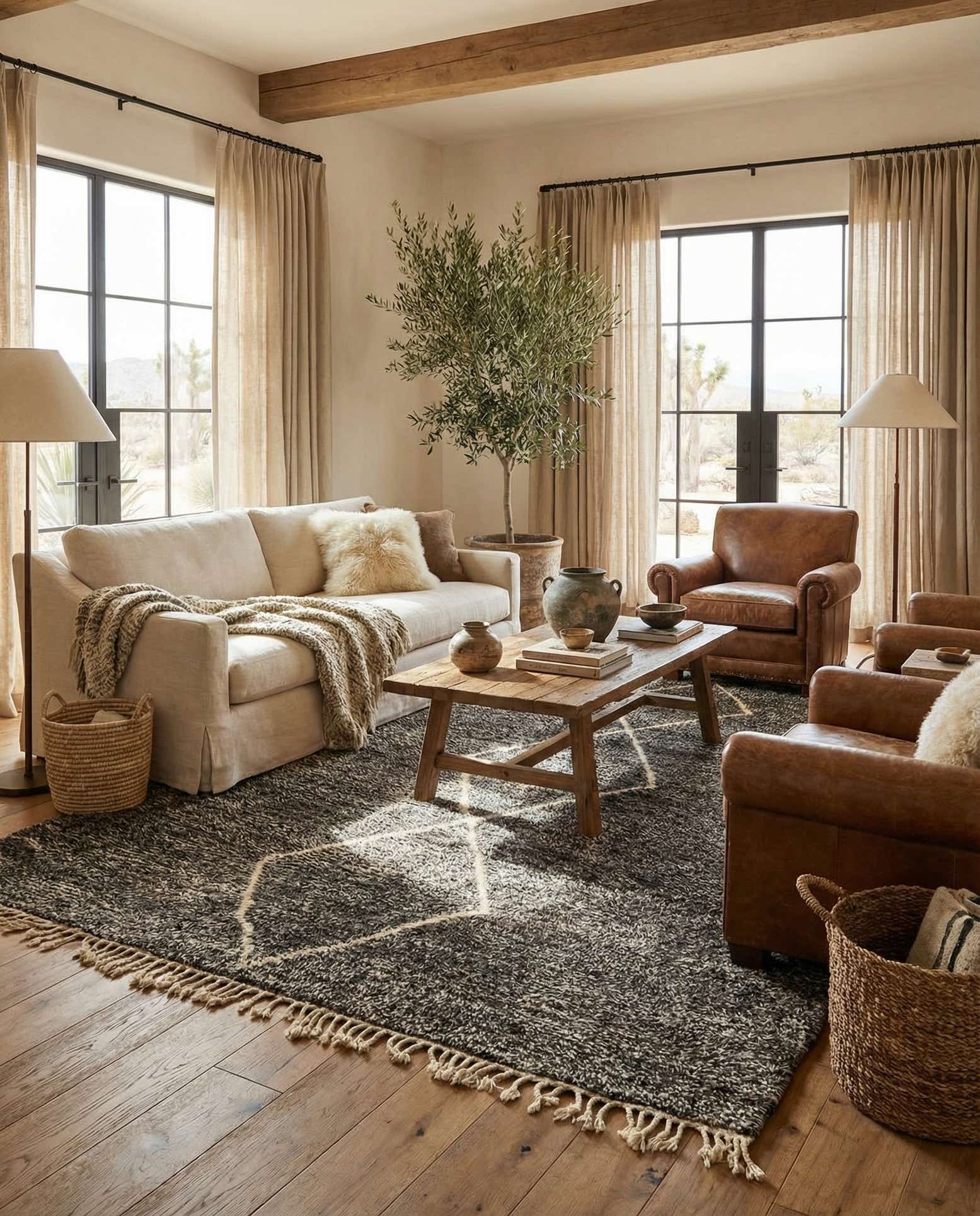 7' x 9' 3 Hand Knotted Moroccan Wool Rug