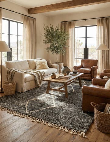 7' x 9' 3 Hand Knotted Moroccan Wool Rug