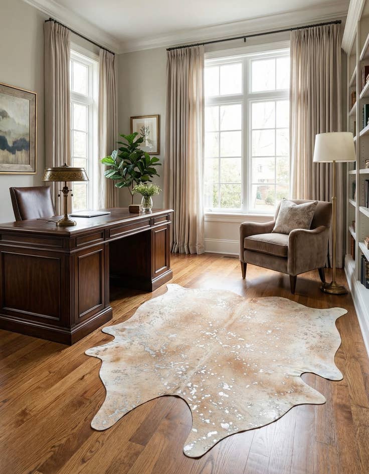 Detail image of 5' 7 x 6' Cowhide Leather Square Rug