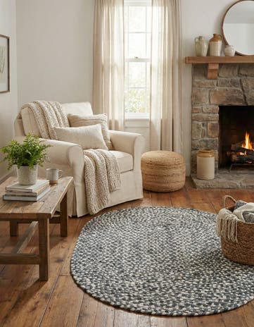 Gray Handmade Braided Chindi Oval Rug