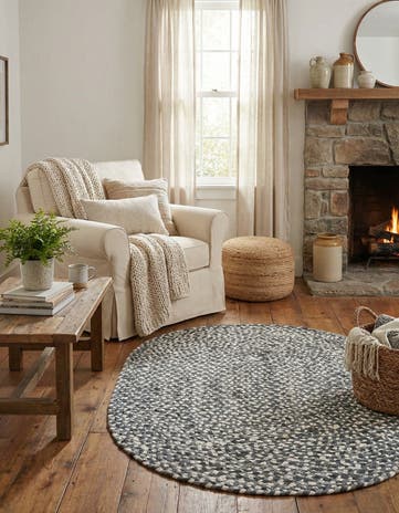 Gray Handmade Braided Chindi Oval Rug