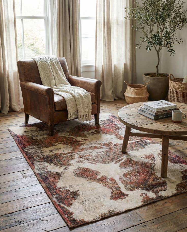 Detail image of 3' 8 x 6' Hand Knotted Ultra Vintage Persian Wool Rug