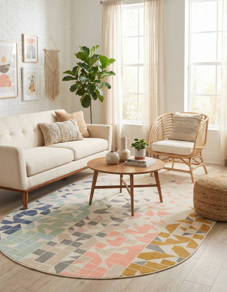 Detail image of 5' x 8' Lotus Oval Rug