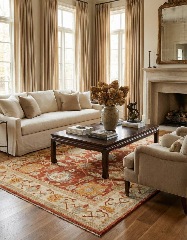 Detail image of 7' 10 x 10'  Hand Knotted Oushak Rug