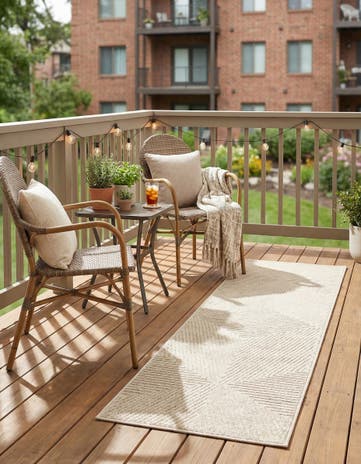 Beige Easy-Clean Sabrina Soto Indoor / Outdoor Runner Rug