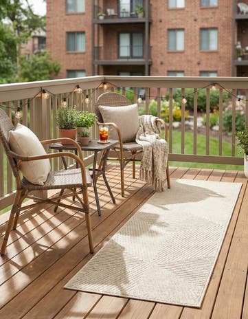 Beige Easy-Clean Sabrina Soto Indoor / Outdoor Runner Rug