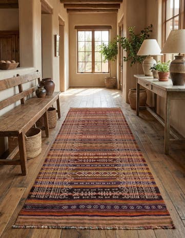 3' 9 x 10' 10 Hand Woven Kilim Fars Wool Runner Rug