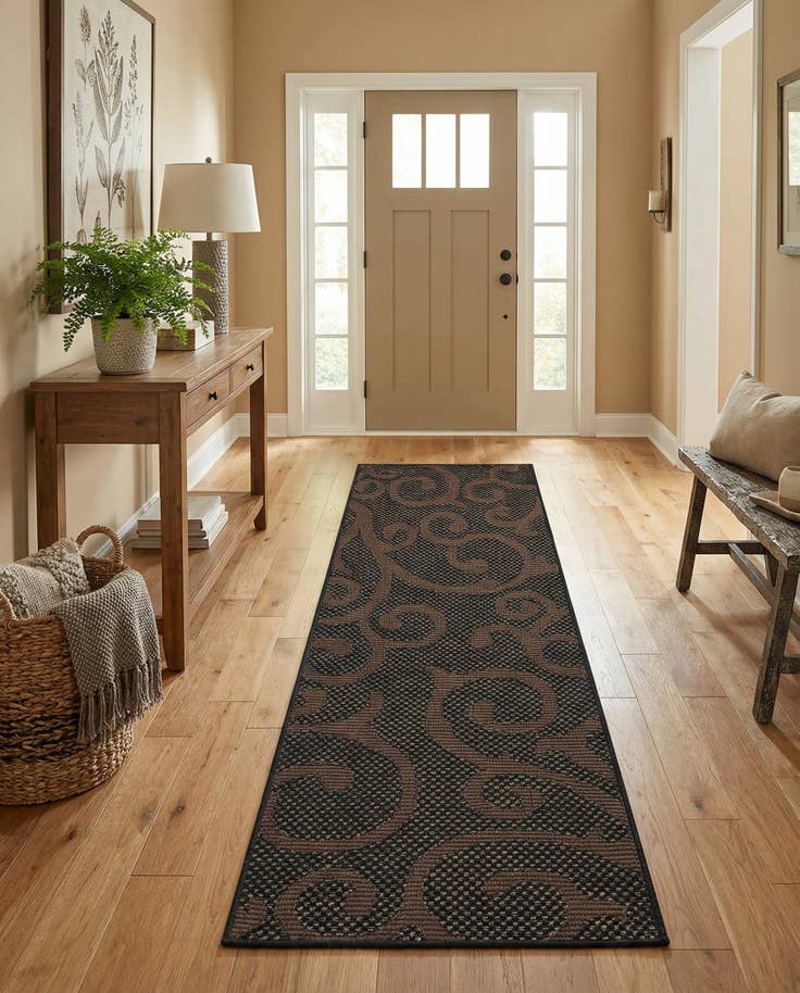 Detail image of 2' x 6' Easy-Clean Botanical Indoor / Outdoor Runner Rug