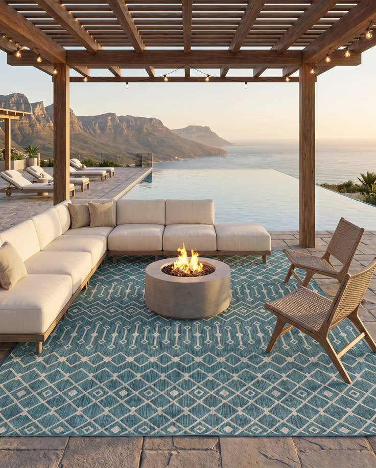 Detail image of 10' x 13' Easy-Clean Trellis Indoor / Outdoor Rug