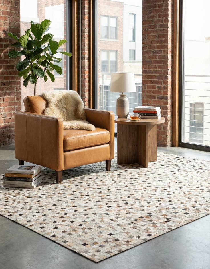 Detail image of 8' 1 x 9' 11 Cowhide - Patchwork Rug