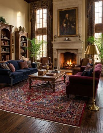 9' 5 x 13' 6 Hand Knotted Mashad Persian Wool Rug