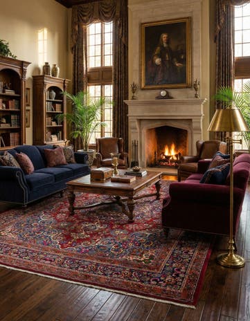 9' 5 x 13' 6 Hand Knotted Mashad Persian Wool Rug