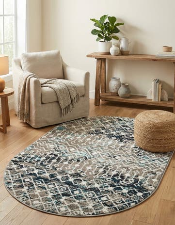 4' x 6' Moroccan Trellis Oval Rug