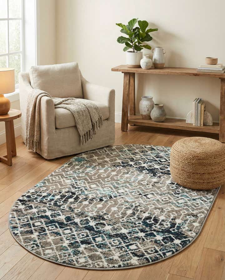 4' x 6' Moroccan Trellis Oval Rug