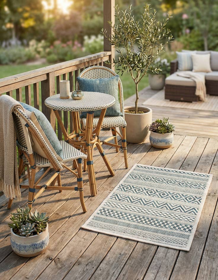 Detail image of 1' 4 x 1' 4  Washable Striped Indoor / Outdoor Sample Rug