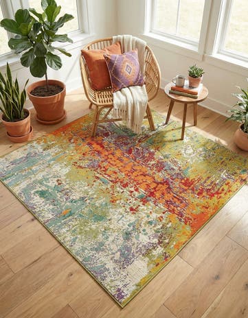 5' x 5' Easy-Clean Modern Indoor / Outdoor Square Rug