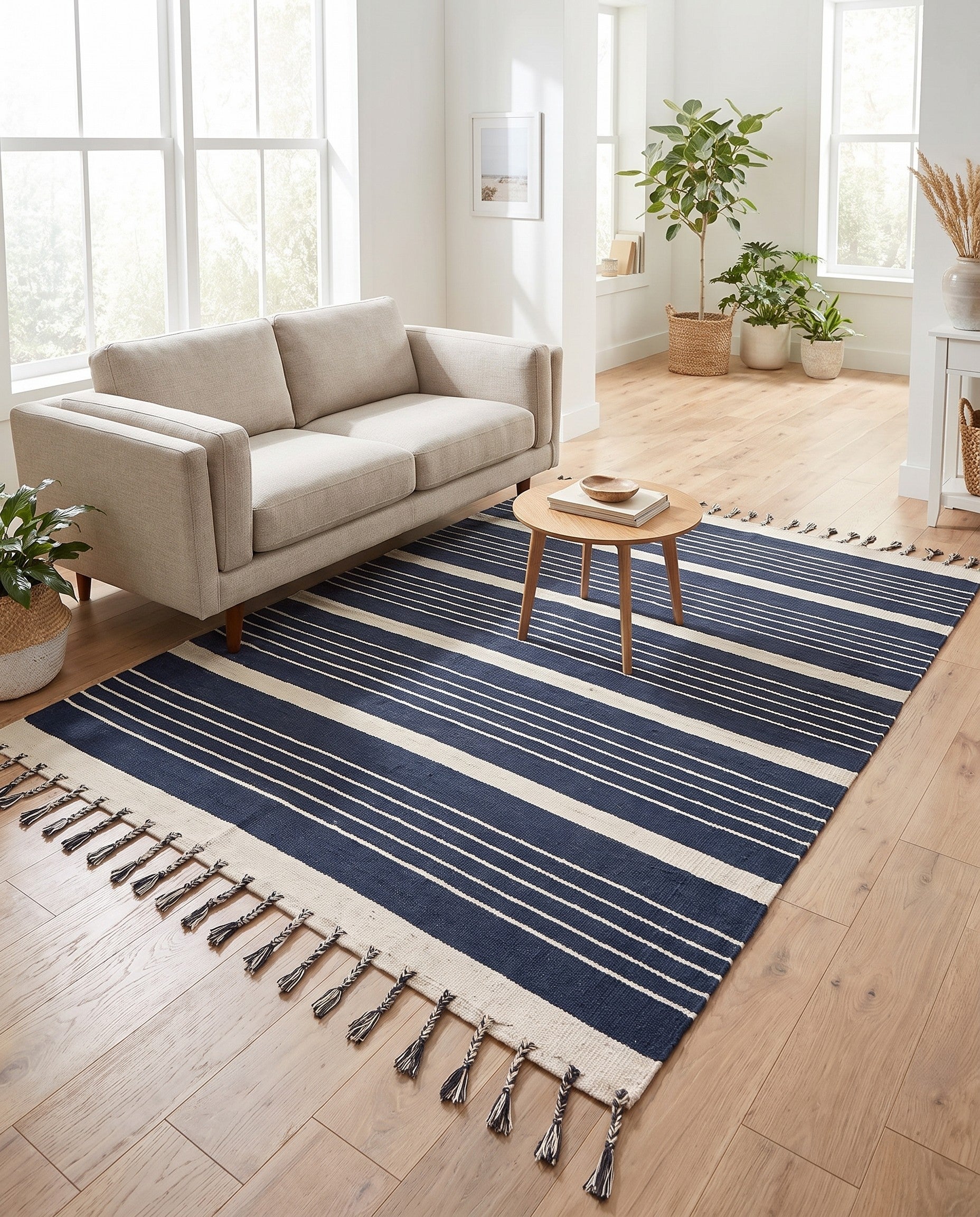 5' 1 x 8' Hand Woven Chindi Cotton Rug