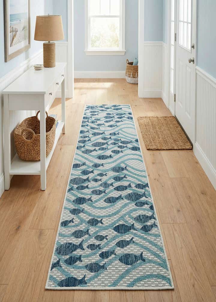 2' x 6' 1 Easy-Clean Coastal Indoor / Outdoor Runner Rug
